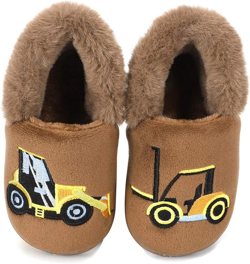 Girls Cute Cartoon Slippers with Memory Foam Kids Plush Warm Winter House Shoes