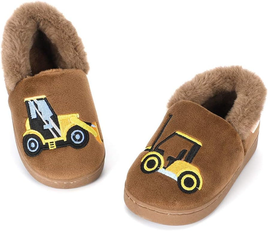 Girls Cute Cartoon Slippers with Memory Foam Kids Plush Warm Winter House Shoes