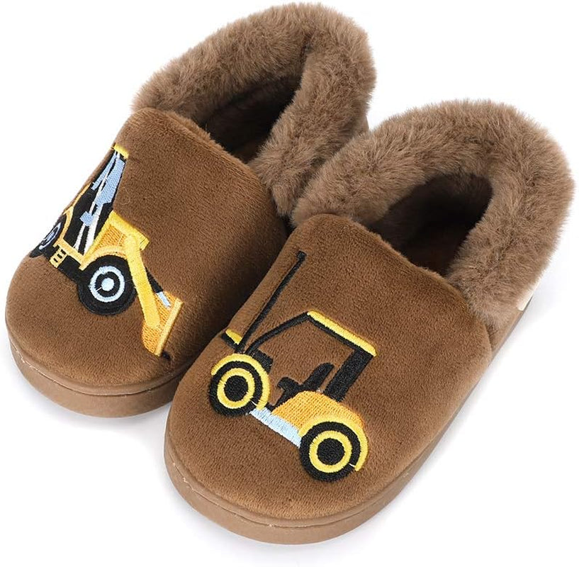 Girls Cute Cartoon Slippers with Memory Foam Kids Plush Warm Winter House Shoes