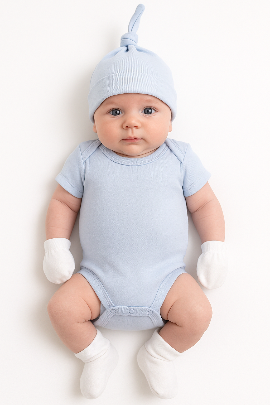 5 Pc Layette Baby Clothes Set (blue, white)