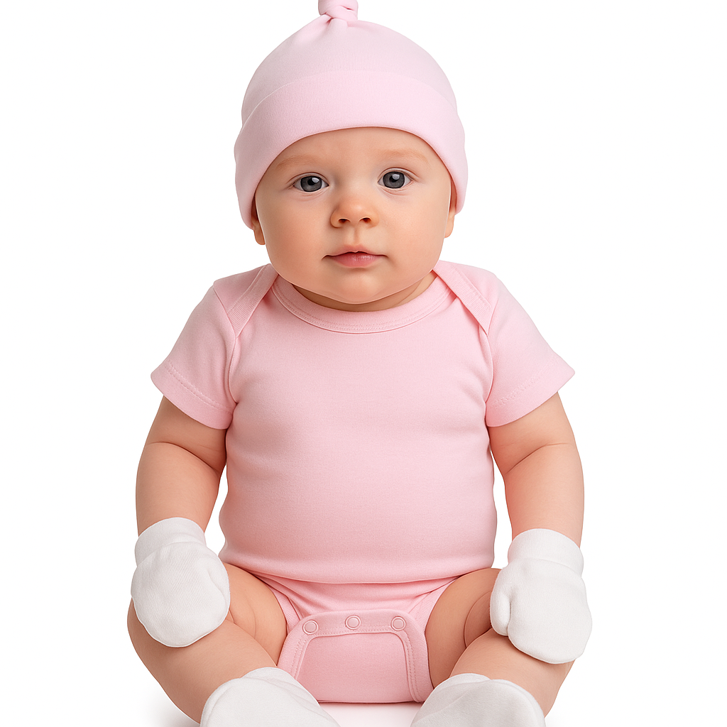5 Pc Layette Baby Clothes Set (pink, white)