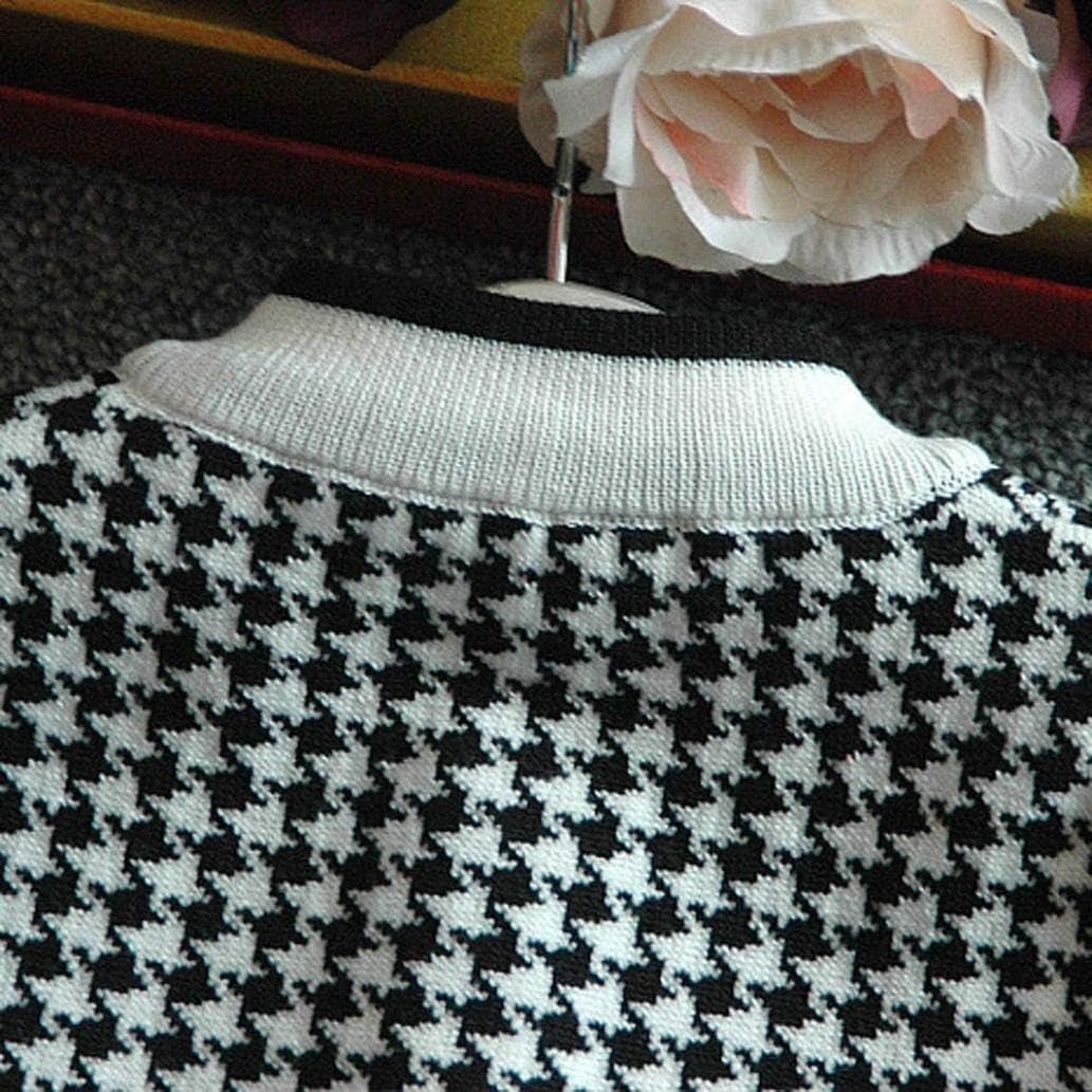 Girls Plaid Knitted Sweater Dress Set - Autumn Winter Toddler Kids Coat, Tops & Skirt Outfit