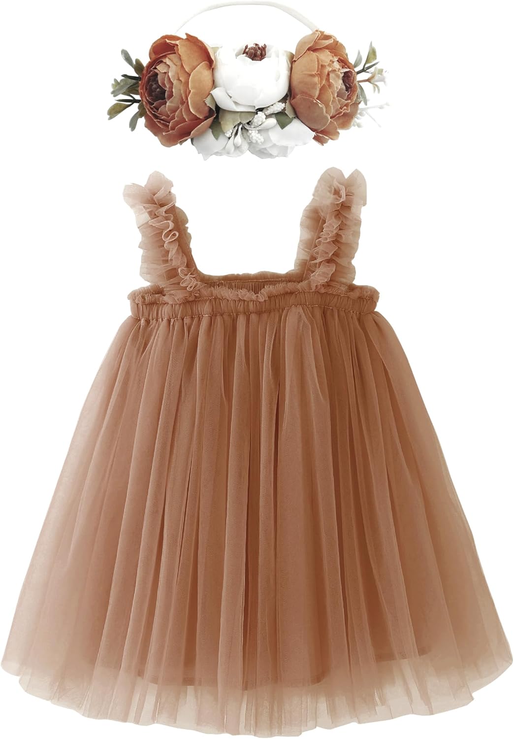 Layered Tulle Tutu Dress for Toddler Girls,Baby Girl Rainbow Tutu Princess Skirt Set with Flower Headband.