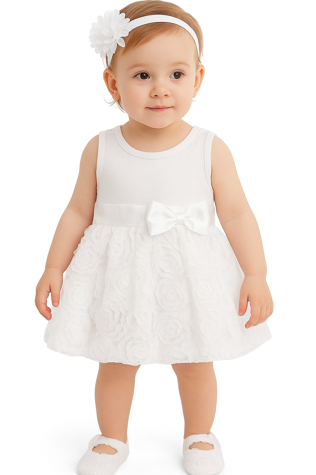 Baby Girls Floral White Dress Sets Infant Tutu Bodysuit Party Outfits