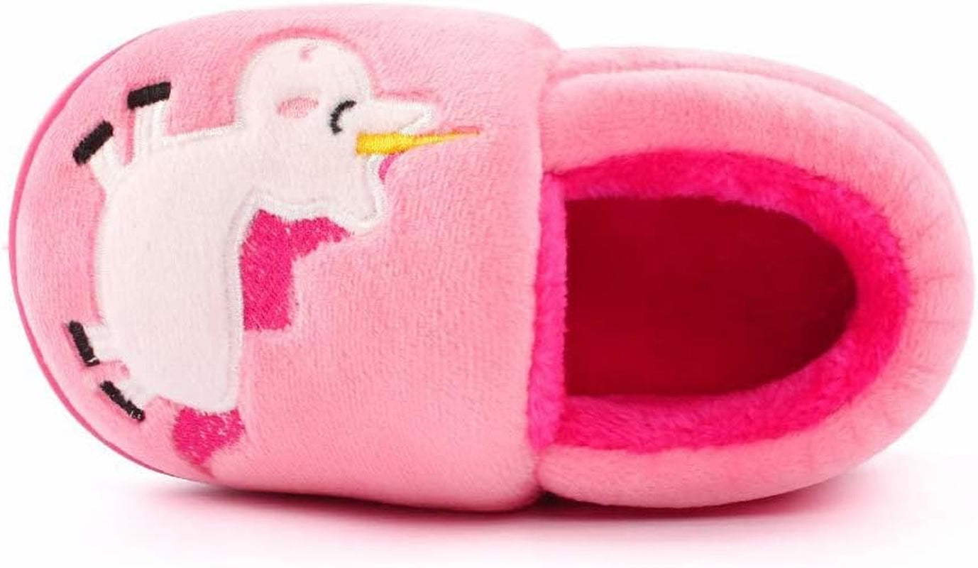 Girls Cute Cartoon Slippers with Memory Foam Kids Plush Warm Winter House Shoes