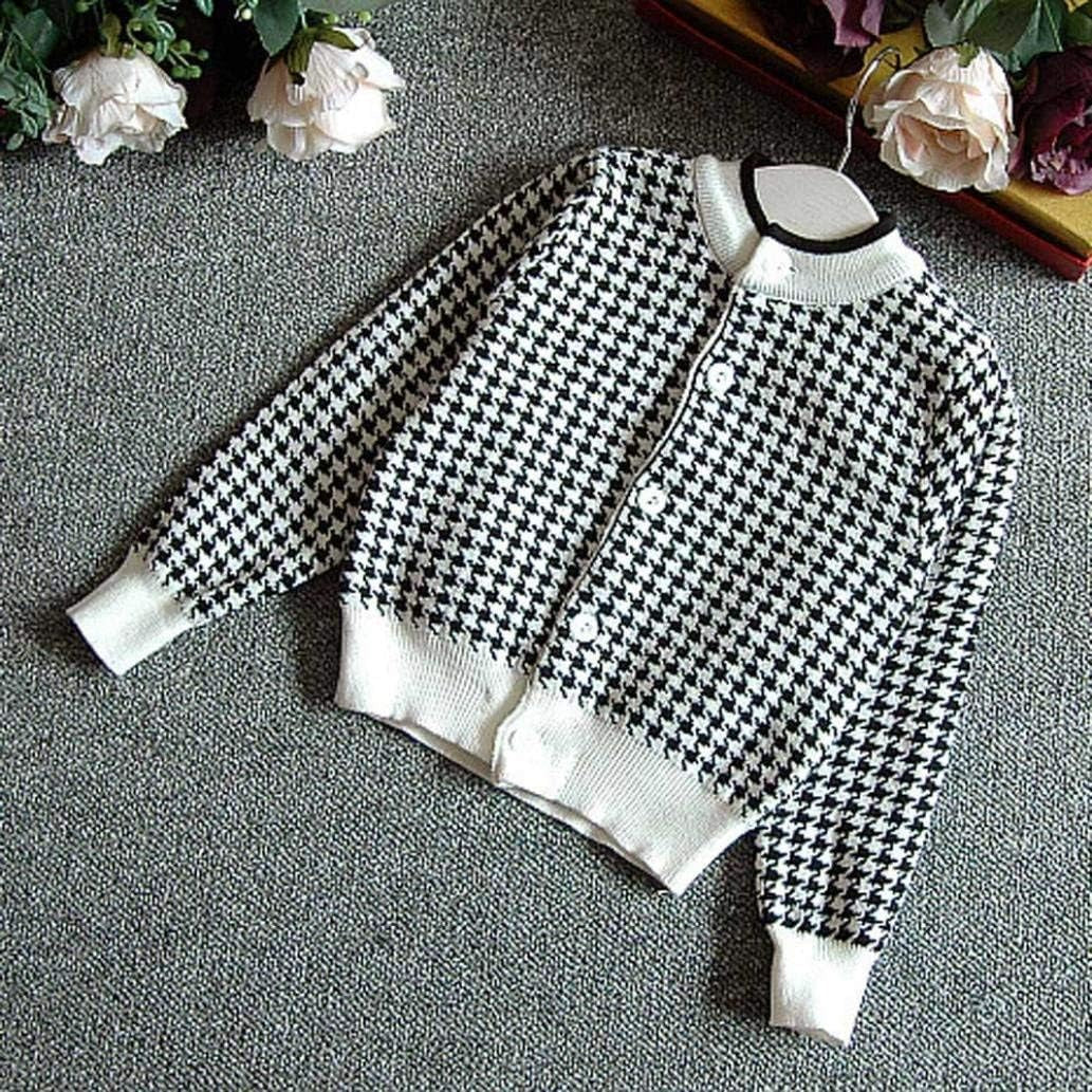 Girls Plaid Knitted Sweater Dress Set - Autumn Winter Toddler Kids Coat, Tops & Skirt Outfit