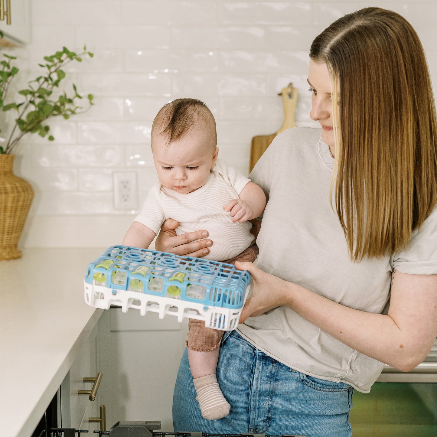 Dishwasher Basket for Small Baby Bottle Parts, Pacifiers & Accessories, Blue, BPA Free