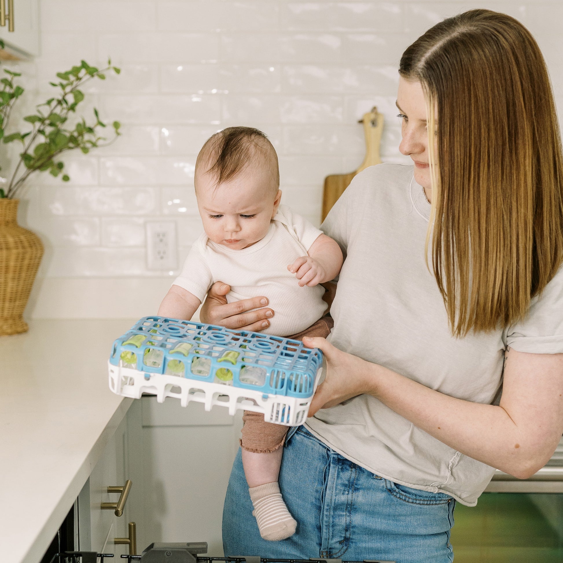 Dishwasher Basket for Small Baby Bottle Parts, Pacifiers & Accessories, Blue, BPA Free
