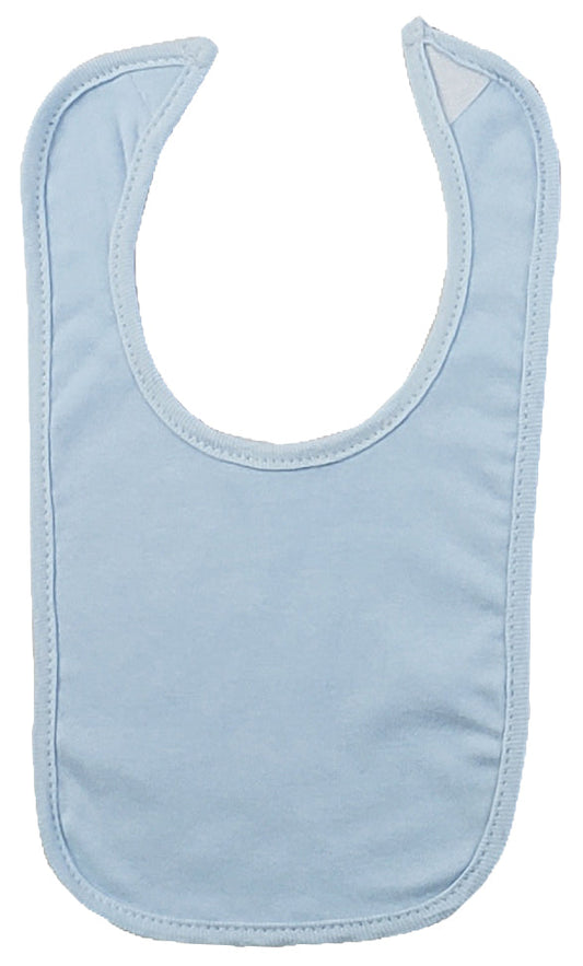 White Interlock Bib Blue Binding 1023WB