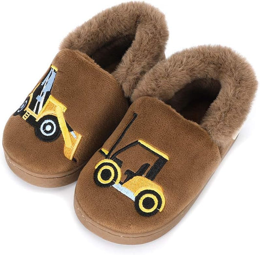 Girls Cute Cartoon Slippers with Memory Foam Kids Plush Warm Winter House Shoes