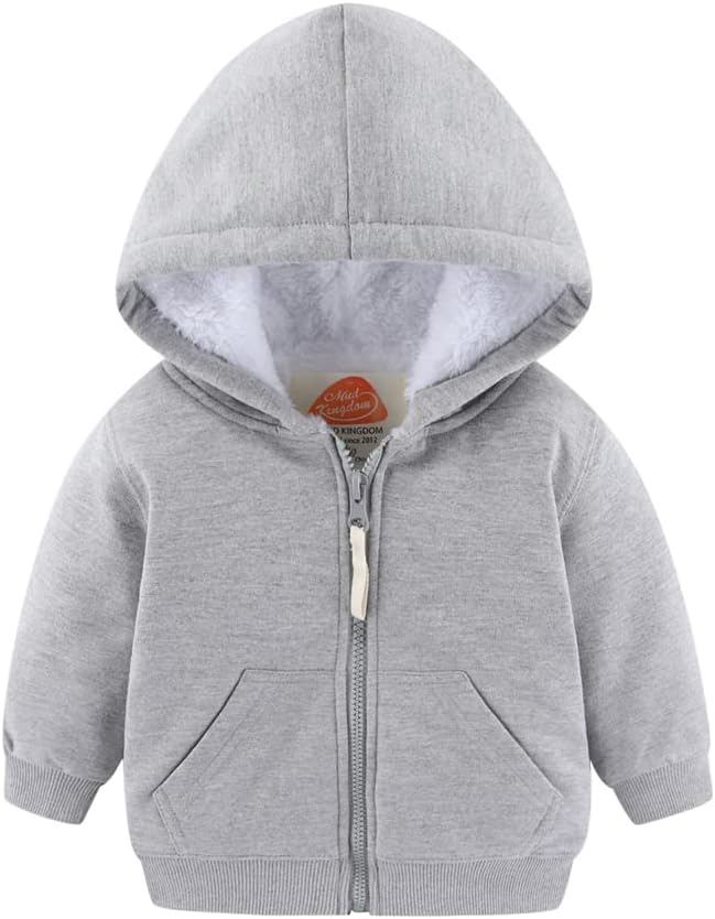 Boys Girls Full-Zip Hooded Sweatshirt, Fur Lined with Funny Pattern