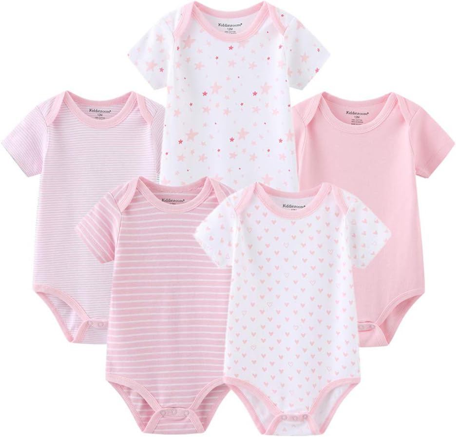 Unisex Newborn Baby Bodysuit Set – Short Sleeve Layette Essentials Gift Set for Boys & Girls