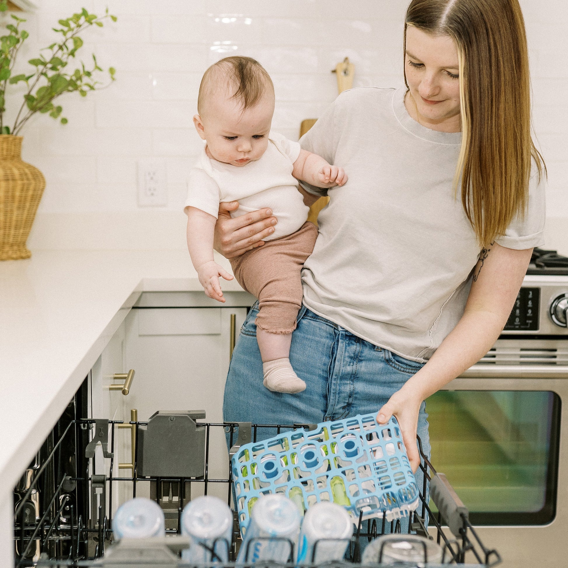 Dishwasher Basket for Small Baby Bottle Parts, Pacifiers & Accessories, Blue, BPA Free