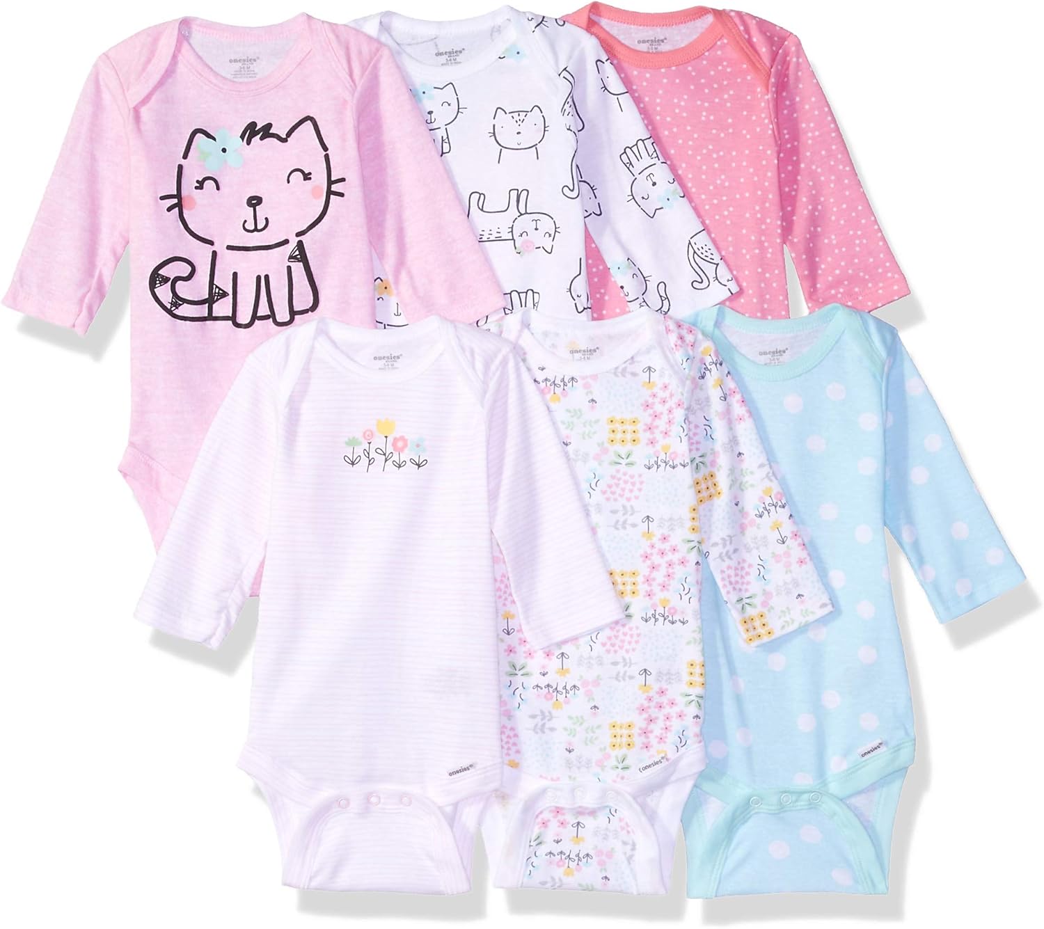 Unisex-Baby 6-Pack Long Sleeve Bodysuits