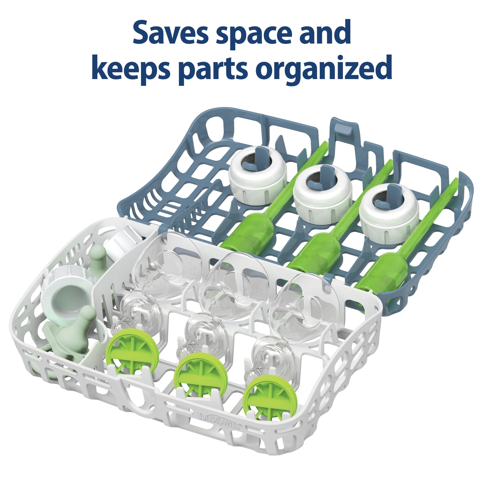 Dishwasher Basket for Small Baby Bottle Parts, Pacifiers & Accessories, Blue, BPA Free