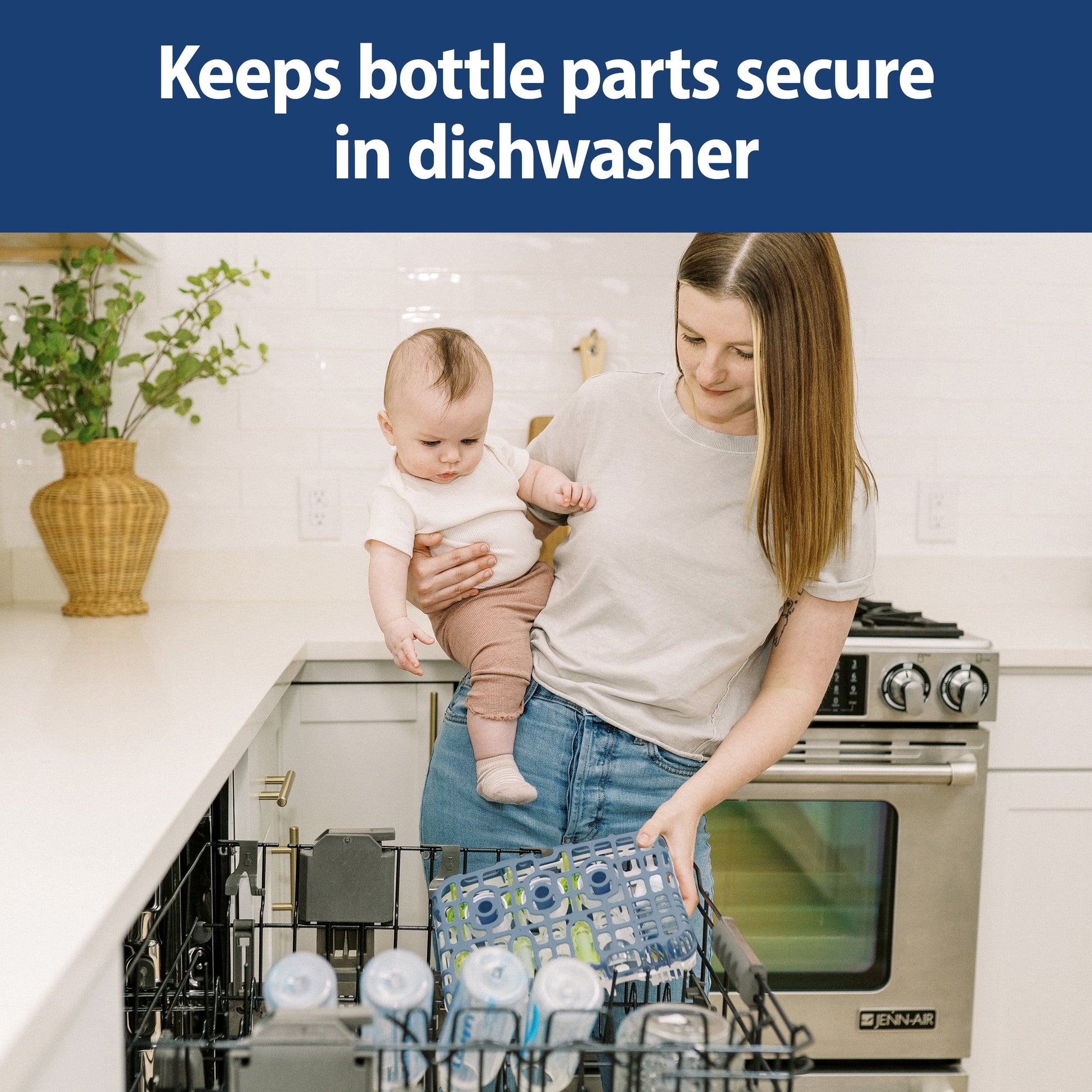 Dishwasher Basket for Small Baby Bottle Parts, Pacifiers & Accessories, Blue, BPA Free