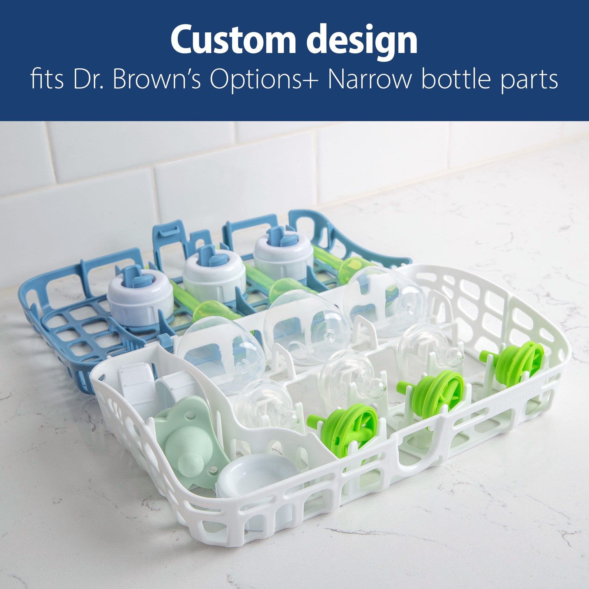 Dishwasher Basket for Small Baby Bottle Parts, Pacifiers & Accessories, Blue, BPA Free