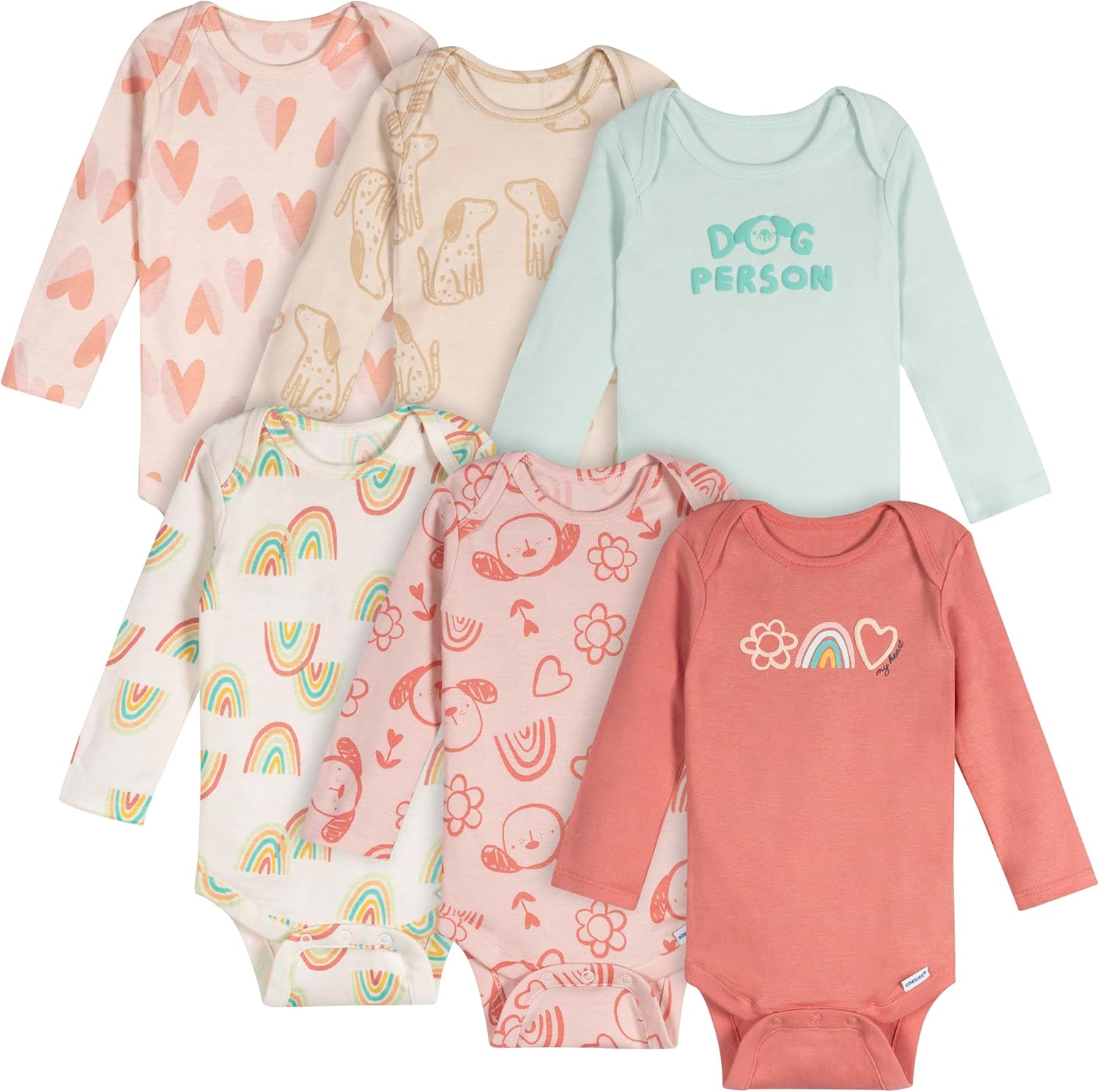 Unisex-Baby 6-Pack Long Sleeve Bodysuits