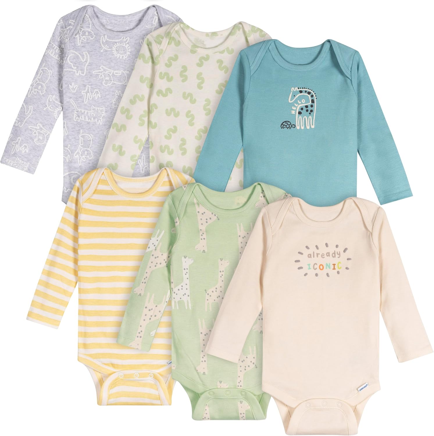 Unisex-Baby 6-Pack Long Sleeve Bodysuits