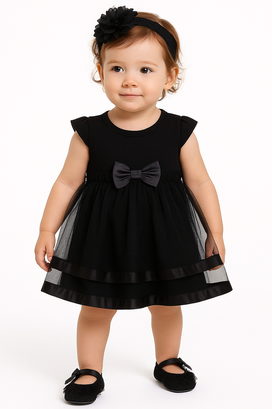 Baby Girls Black Dress Flowers Romper Sets Infant Tutu Bodysuit Party Outfits
