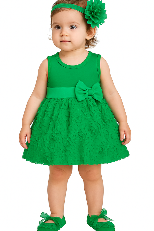 Baby Girls Floral Green Dress Sets Infant Tutu Bodysuit Party Outfits