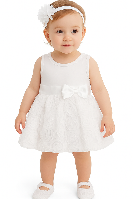 Baby Girls Floral White Dress Sets Infant Tutu Bodysuit Party Outfits