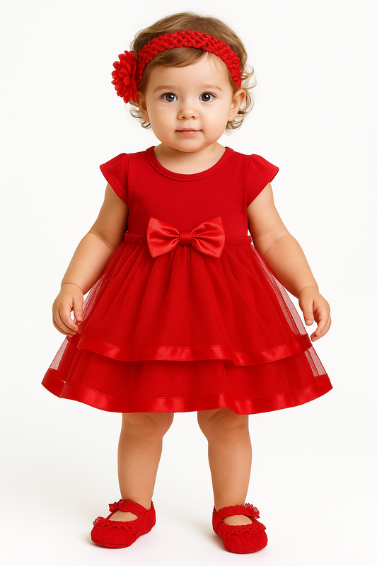 Baby Girls Romper Red Dress Sets Infant Tutu Bodysuit Party Outfits