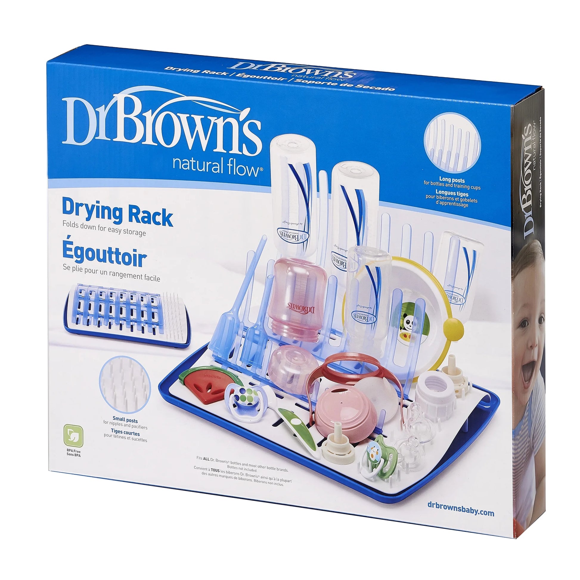 Folding Baby Bottle Drying Rack for Easy Storage, Dry Baby Essentials, BPA Free, Blue